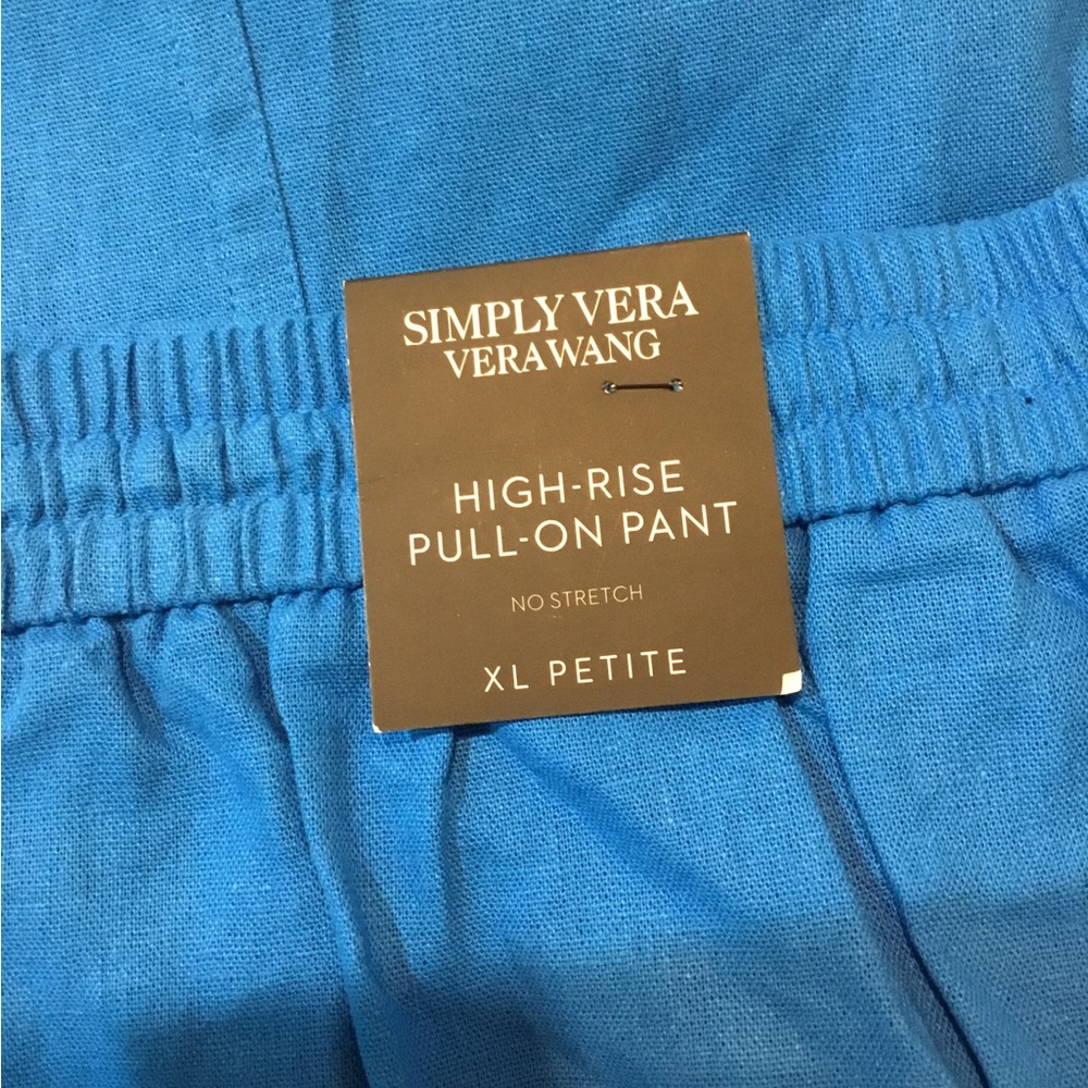 Simply Vera Vera Wang Bright Royal Blue High-Rise Linen Pull-On Pants - Picture 2 of 16